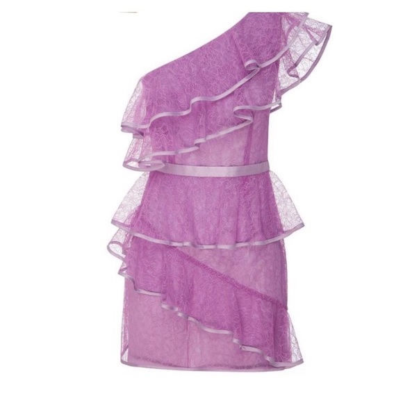 NWT ALICE MCCALL Lavender Lace Tiered Endless Rivers One Shoulder Mini Dress US4 - Picture 6 of 11